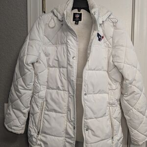 NFL White Quilted Hooded Puffer Jacket with Team Patch